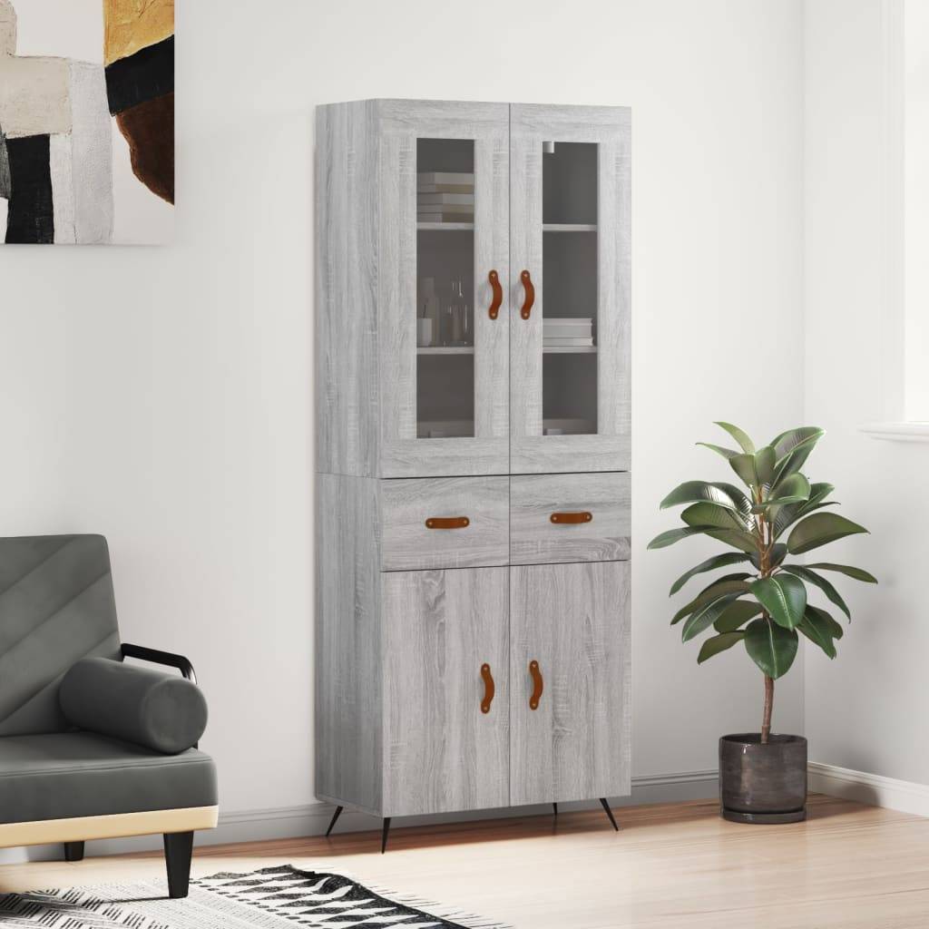 vidaXL Highboard Grau Sonoma 69,5x34x180 cm Holzwerkstoff