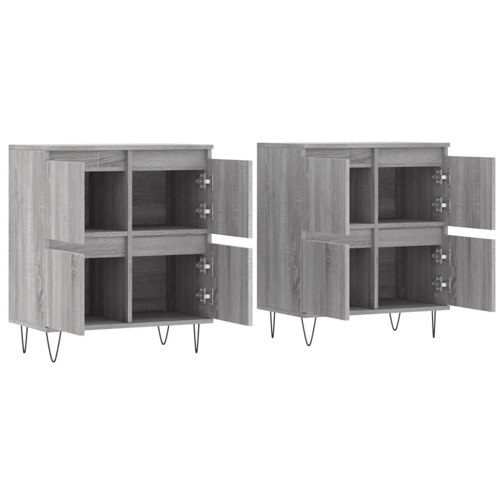 vidaXL Sideboards 2 Stk. Grau Sonoma Holzwerkstoff