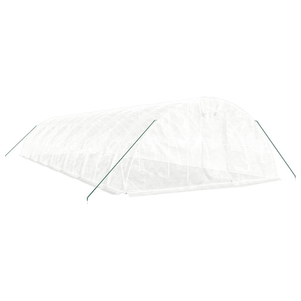 vidaXL Gewächshaus mit Stahlrahmen Weiß 70 m² 14x5x2,3 m