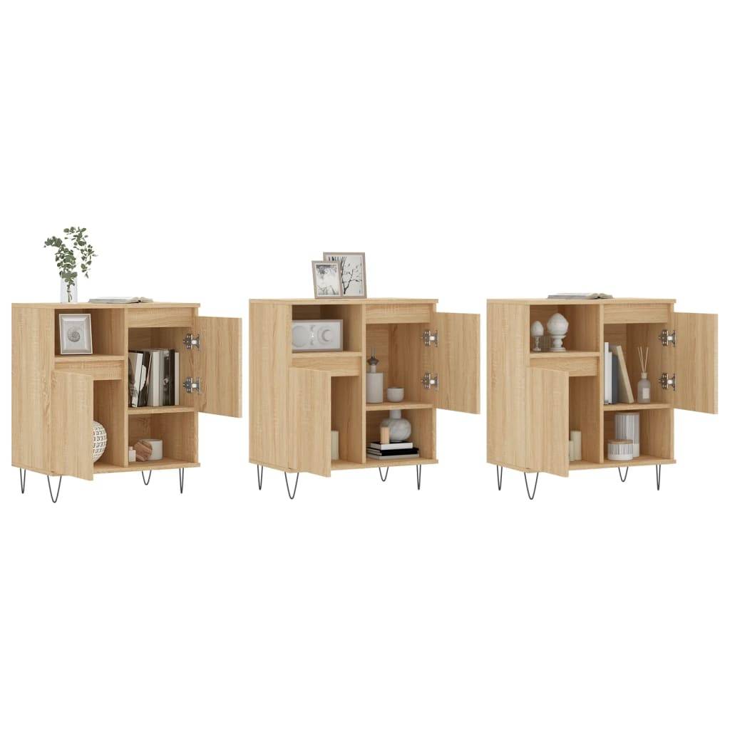 vidaXL Sideboards 3 Stk. Sonoma-Eiche Holzwerkstoff