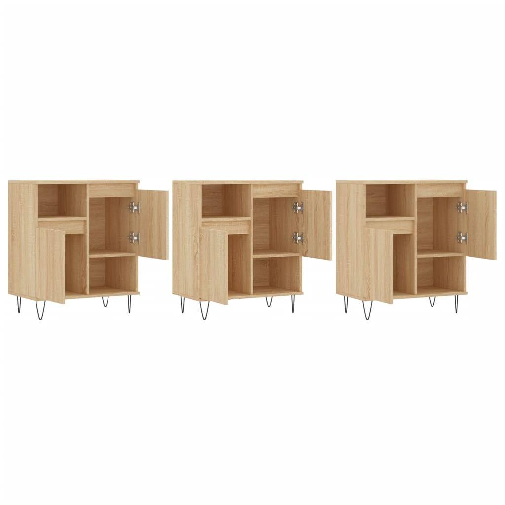 vidaXL Sideboards 3 Stk. Sonoma-Eiche Holzwerkstoff