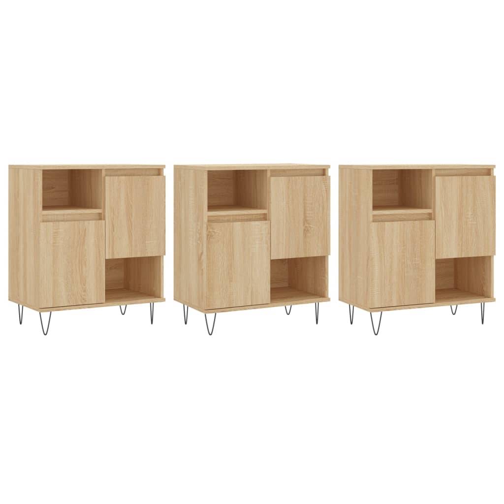 vidaXL Sideboards 3 Stk. Sonoma-Eiche Holzwerkstoff