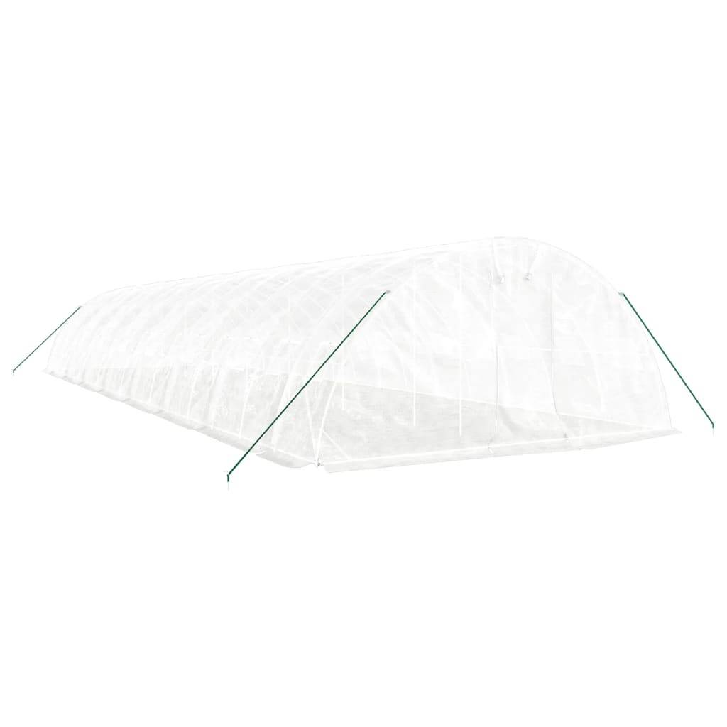 vidaXL Gewächshaus mit Stahlrahmen Weiß 80 m² 16x5x2,3 m