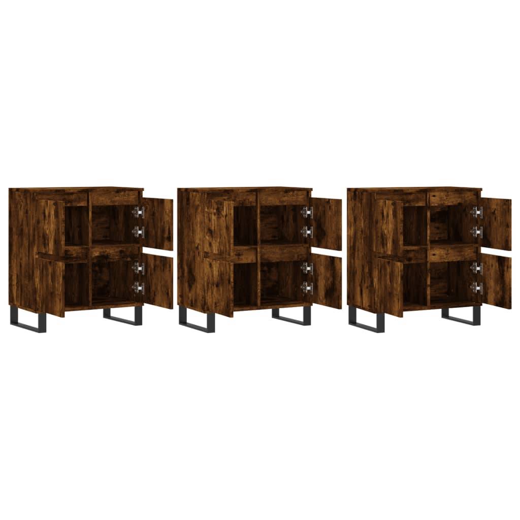 vidaXL Sideboards 3 Stk. Räuchereiche Holzwerkstoff