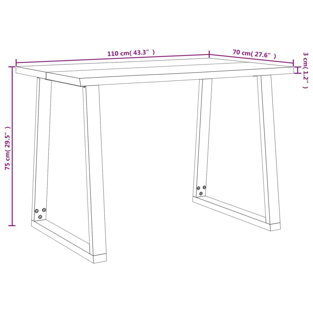 vidaXL Esstisch Baumkante 110x70x75 cm Massivholz Akazie