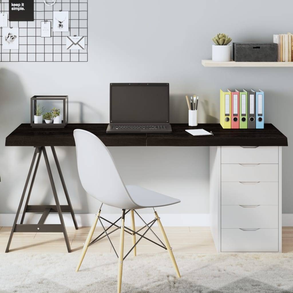 vidaXL Tischplatte Dunkelbraun 160x50x(2-6)cm Massivholz Eiche