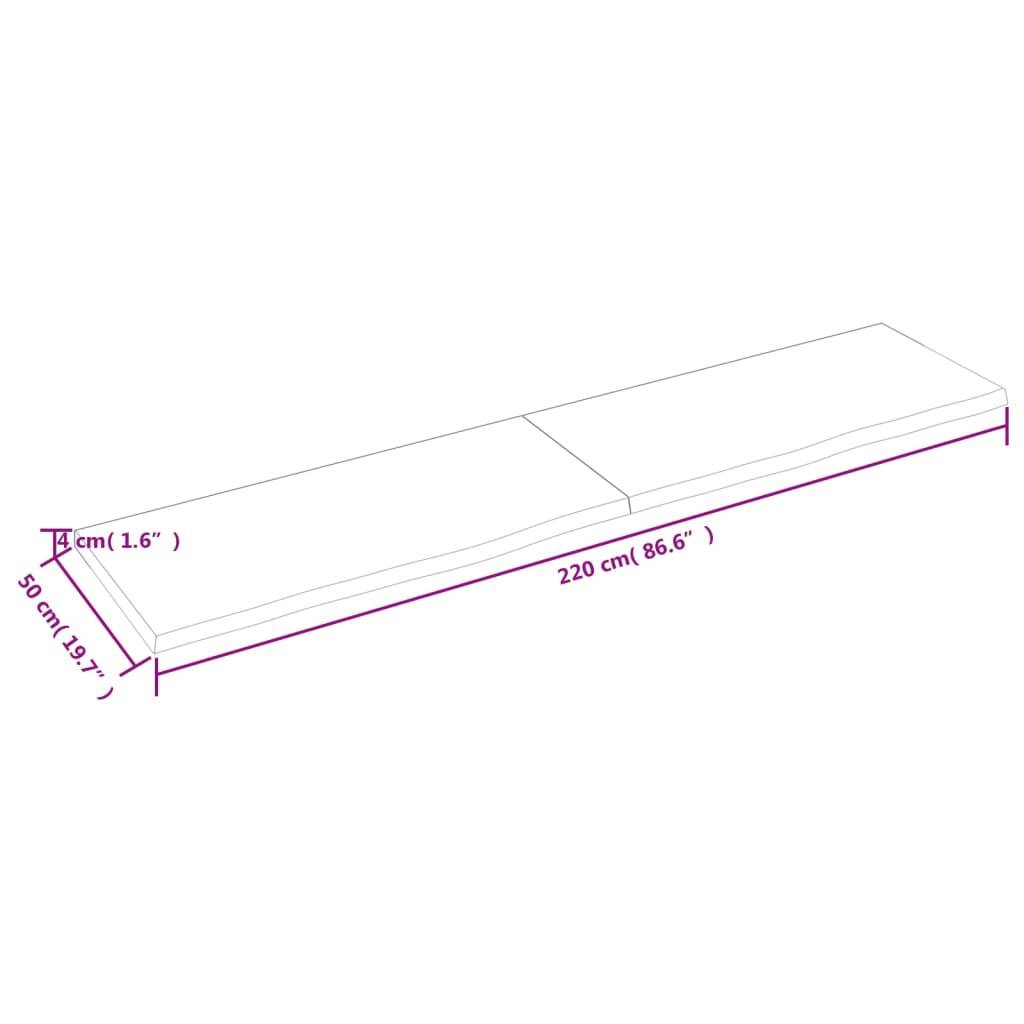 vidaXL Tischplatte Dunkelbraun 220x50x(2-4)cm Massivholz Eiche