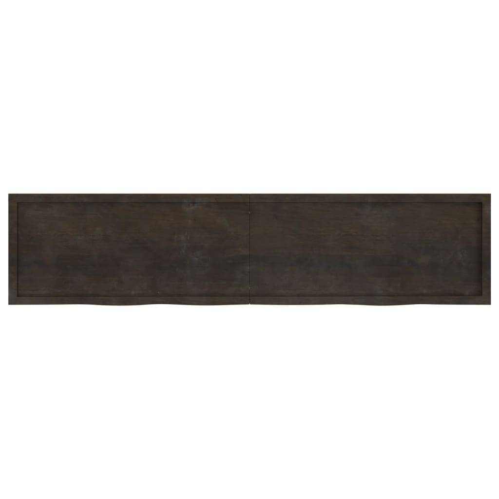 vidaXL Tischplatte Dunkelbraun 220x50x(2-4)cm Massivholz Eiche
