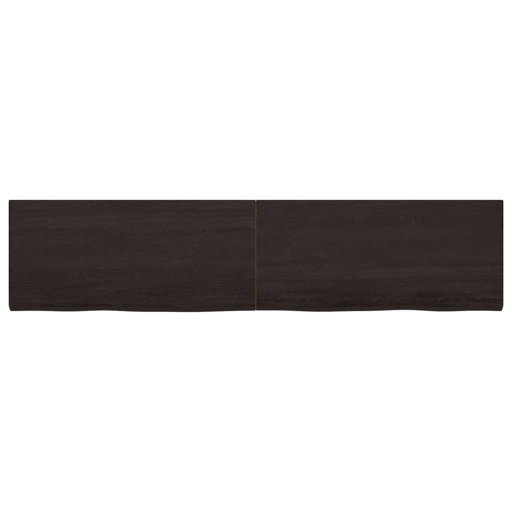 vidaXL Tischplatte Dunkelbraun 220x50x(2-4)cm Massivholz Eiche