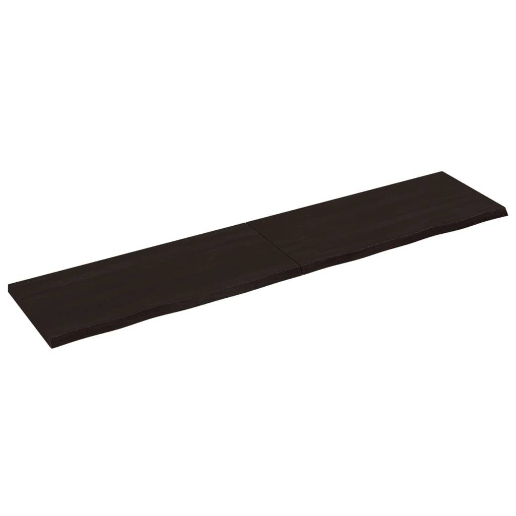 vidaXL Tischplatte Dunkelbraun 220x50x(2-4)cm Massivholz Eiche