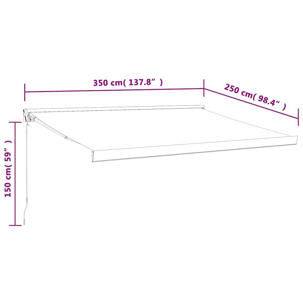 vidaXL Markise Einziehbar Gelb und Weiß 3,5x2,5 m Stoff und Aluminium
