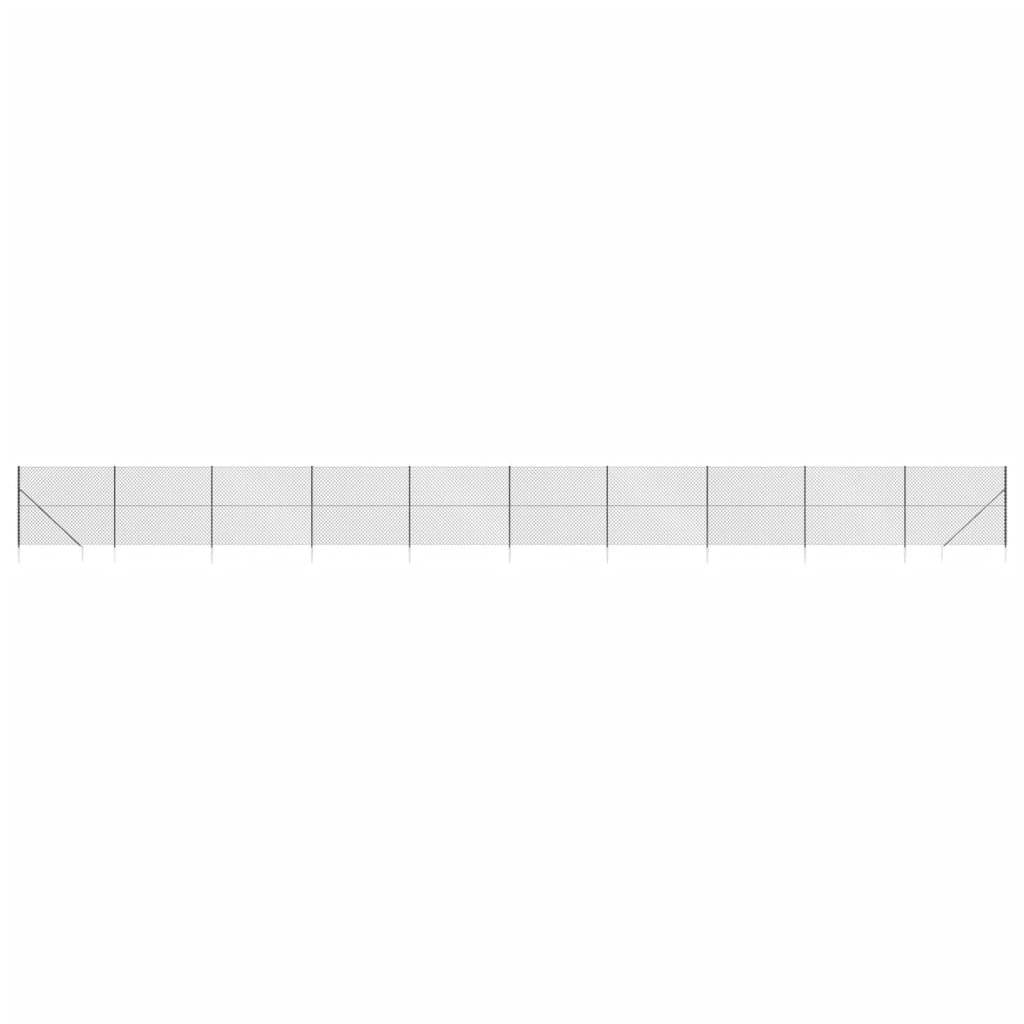 vidaXL Maschendrahtzaun mit Bodenhülsen Anthrazit 1,6x25 m