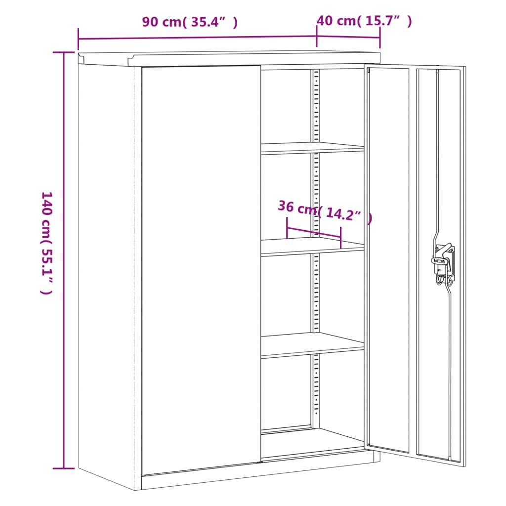 vidaXL Aktenschrank Anthrazit 90x40x180 cm Stahl