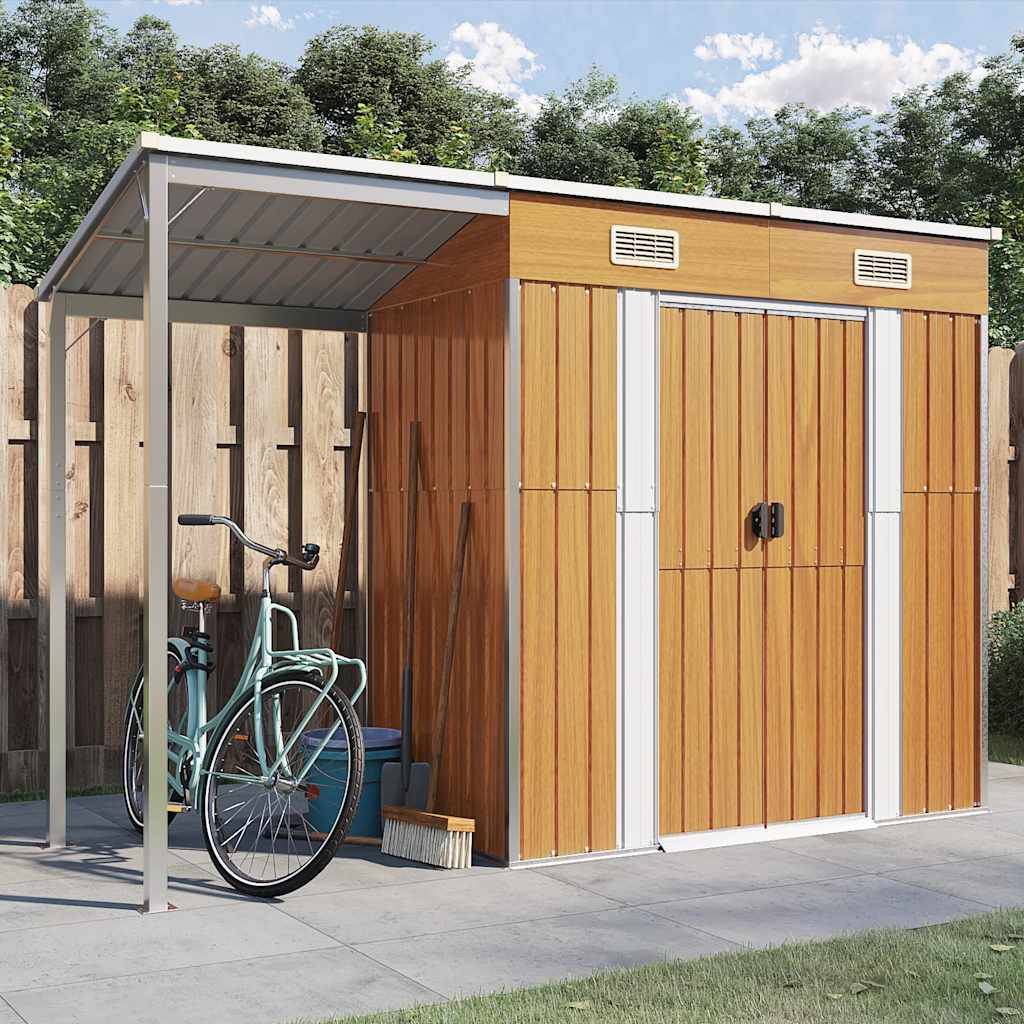 vidaXL Gartenhaus mit Schleppdach Hellbraun 277x107x181 cm Stahl