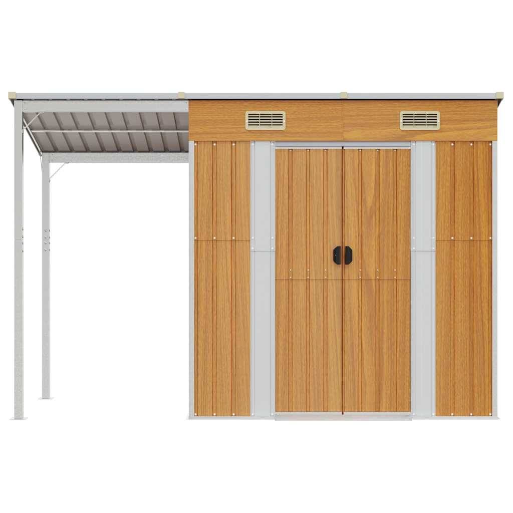 vidaXL Gartenhaus mit Schleppdach Hellbraun 277x107x181 cm Stahl