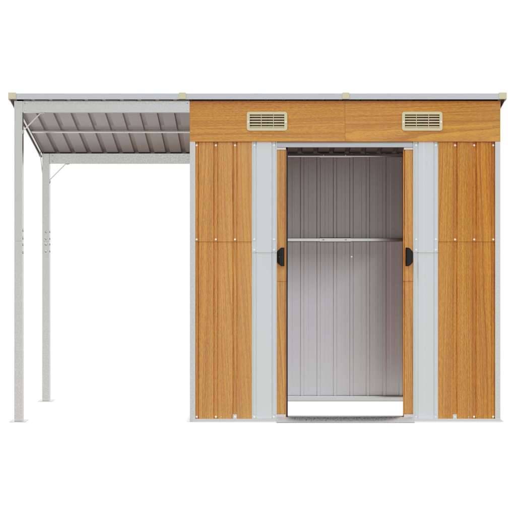 vidaXL Gartenhaus mit Schleppdach Hellbraun 277x107x181 cm Stahl