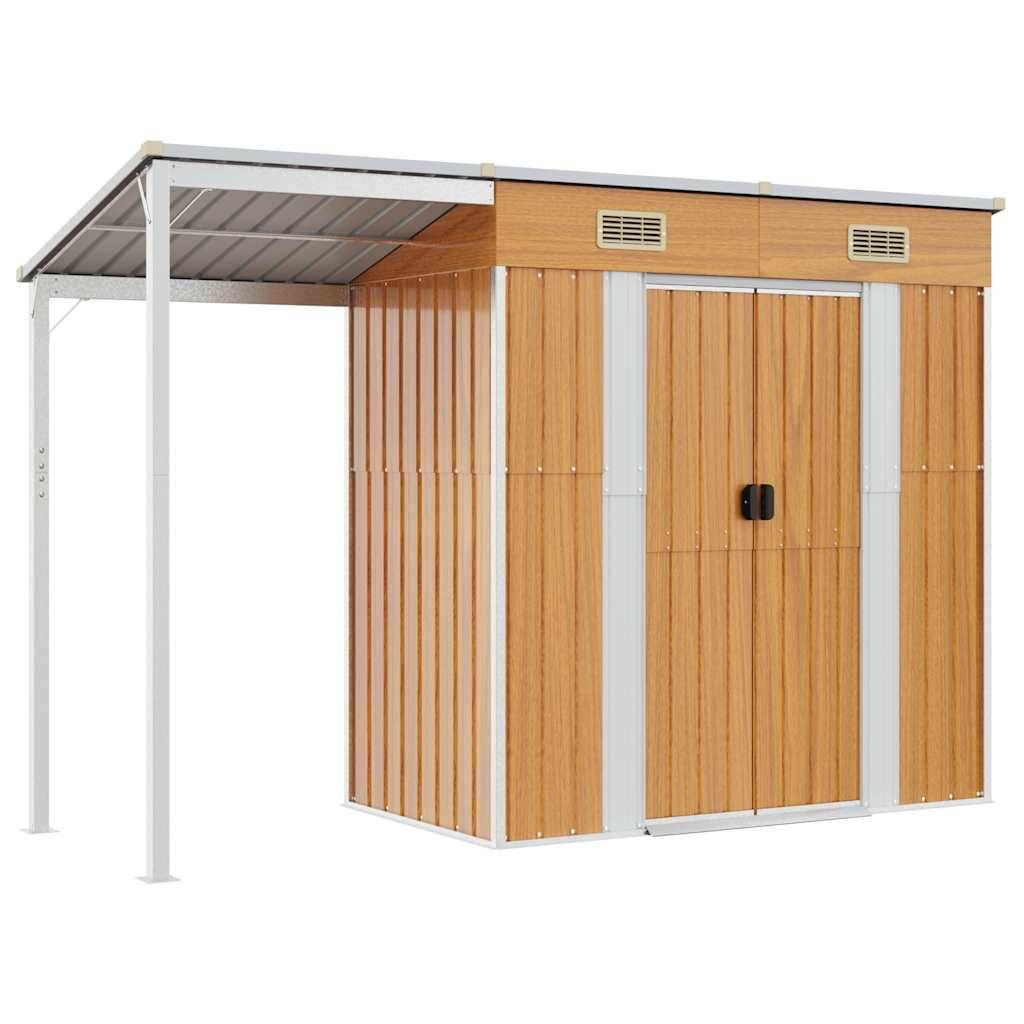 vidaXL Gartenhaus mit Schleppdach Hellbraun 277x107x181 cm Stahl