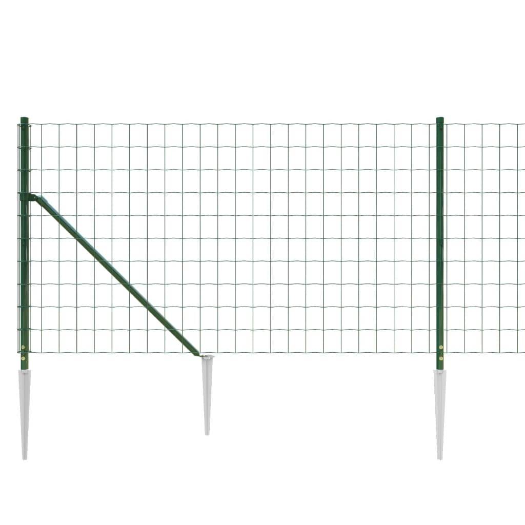 vidaXL Maschendrahtzaun mit Bodenhülsen Grün 1,1x10 m