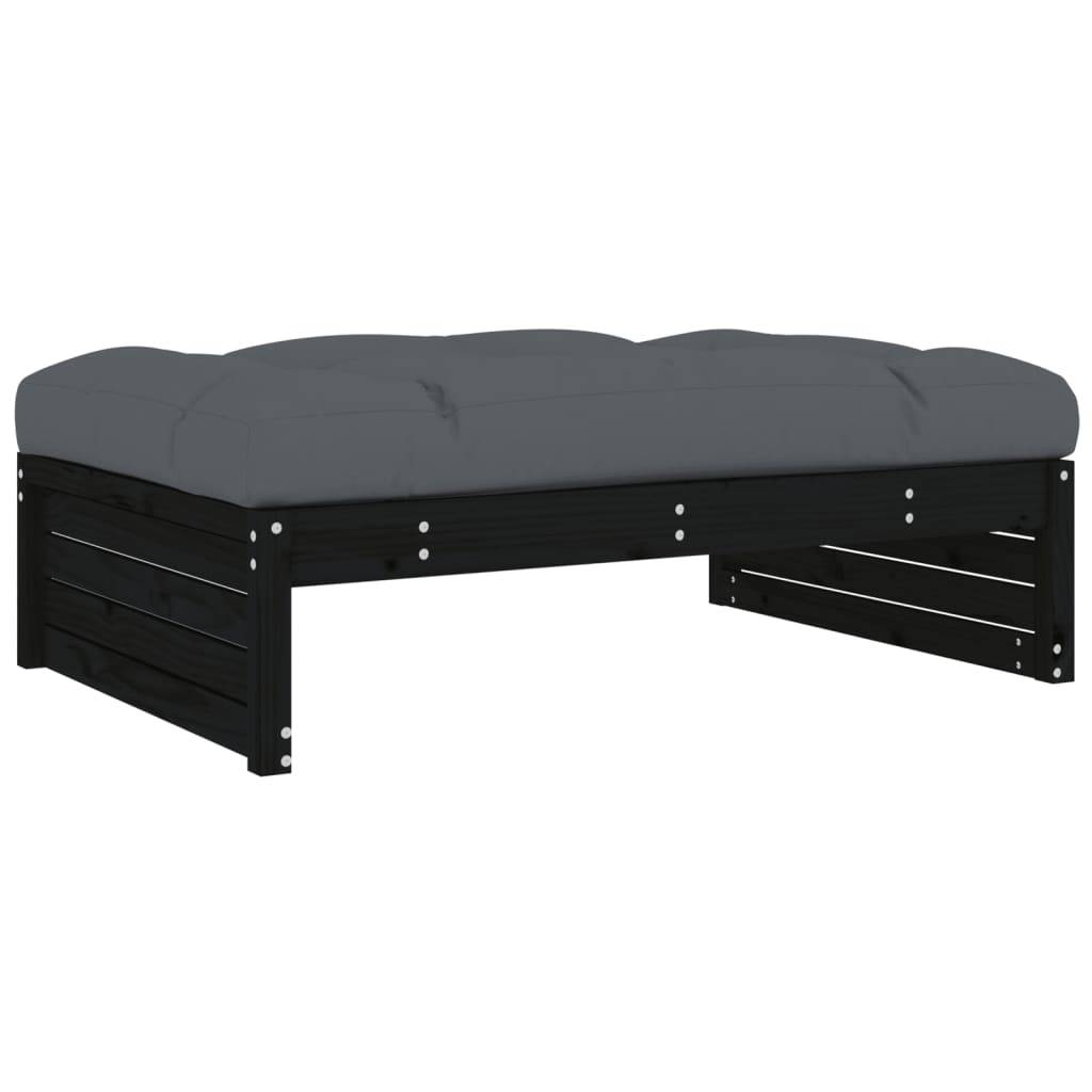 vidaXL Gartenhocker Schwarz 120x80 cm Massivholz Kiefer