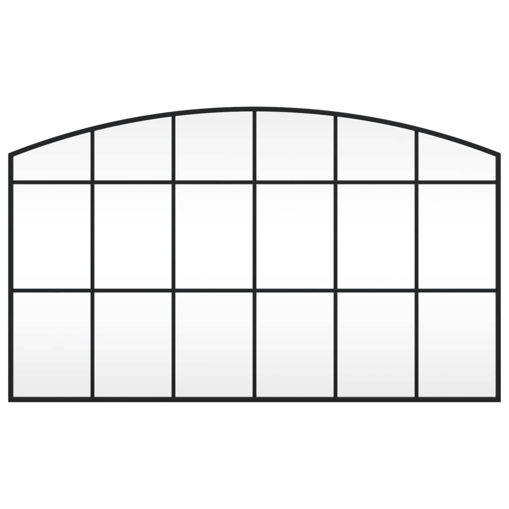 vidaXL Wandspiegel Schwarz 100x60 cm Gewölbt Eisen
