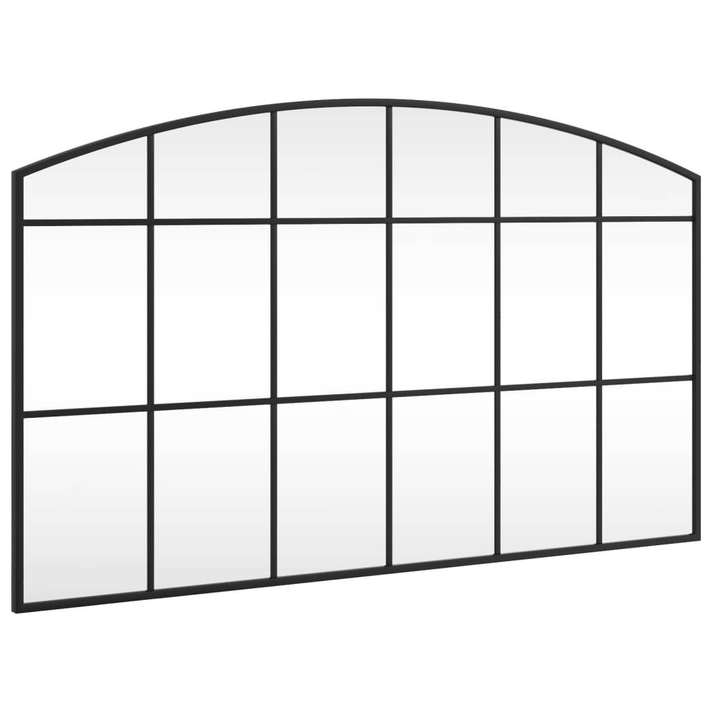 vidaXL Wandspiegel Schwarz 100x60 cm Gewölbt Eisen