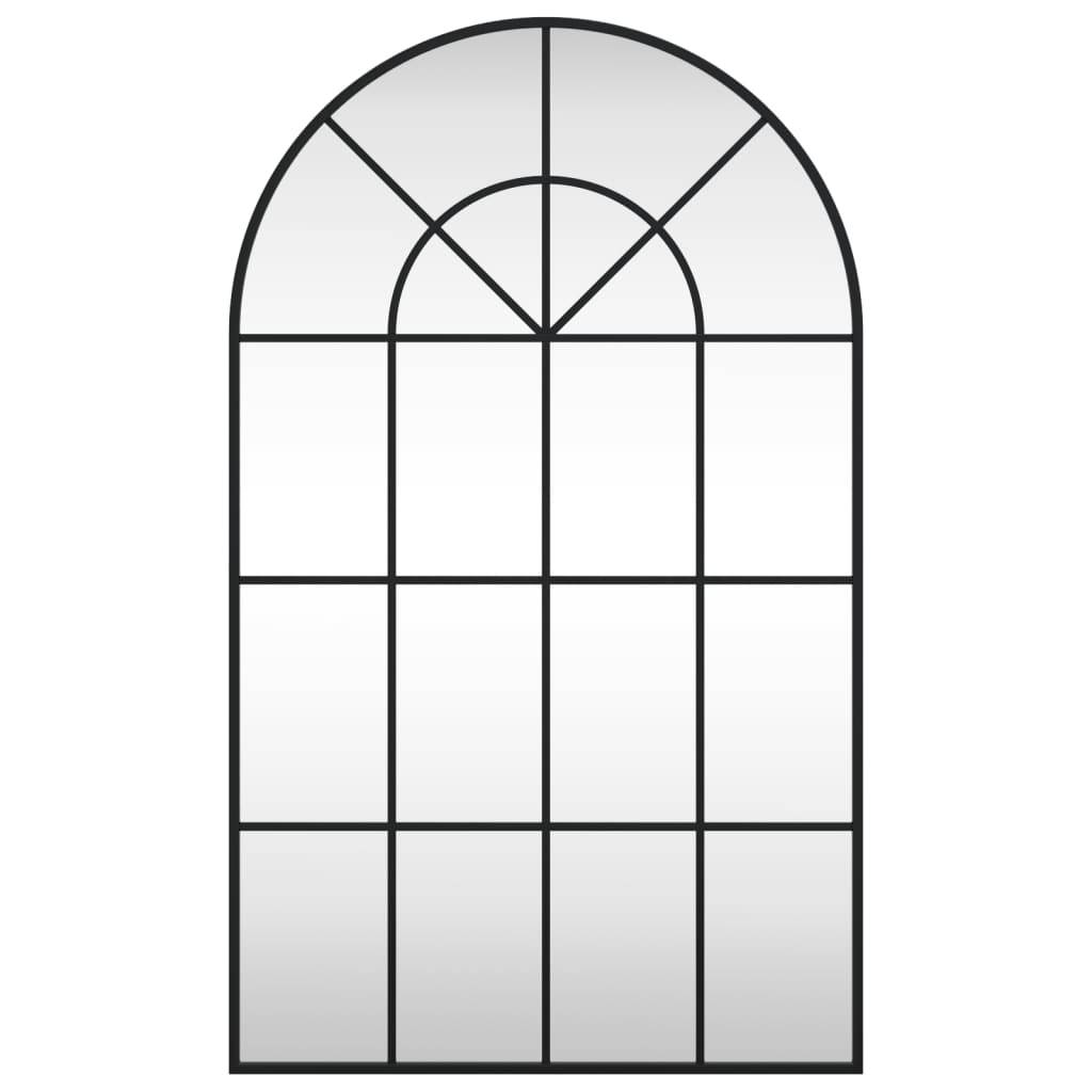 vidaXL Wandspiegel Schwarz 60x100 cm Gewölbt Eisen