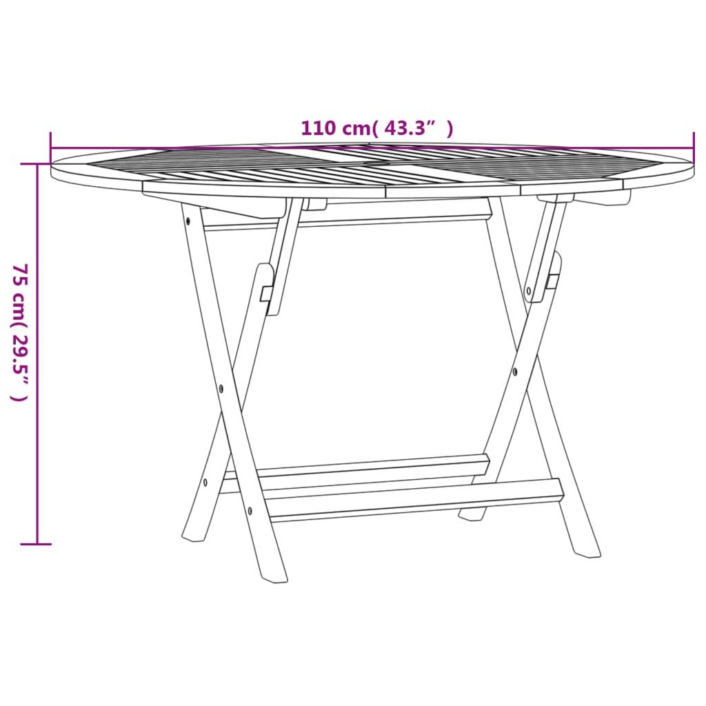 vidaXL Gartentisch Klappbar Ø 110x75 cm Massivholz Teak