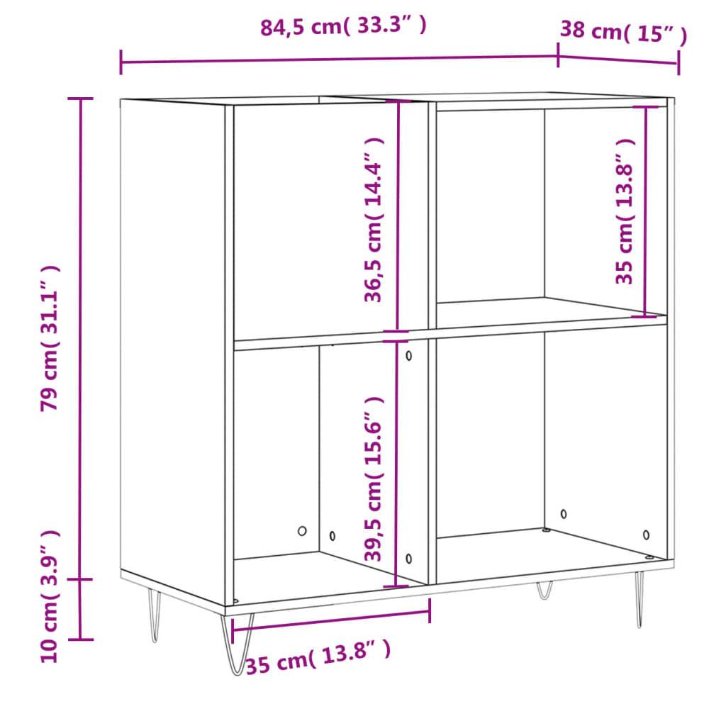 vidaXL Plattenschrank Schwarz 84,5x38x89 cm Holzwerkstoff