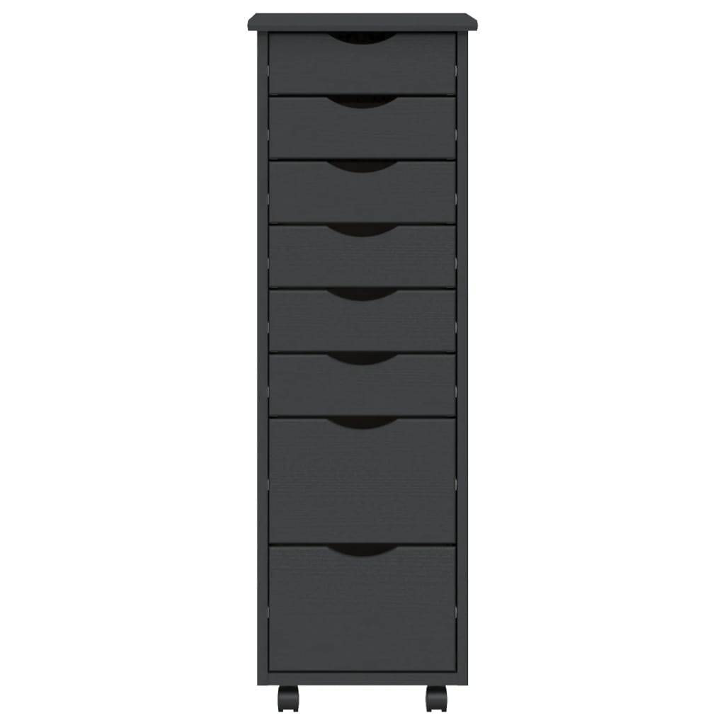 vidaXL Rollschrank mit Schubladen MOSS Grau Massivholz Kiefer