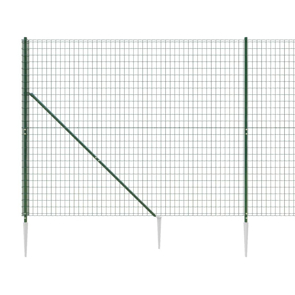 vidaXL Maschendrahtzaun mit Bodenhülsen Grün 1,4x10 m