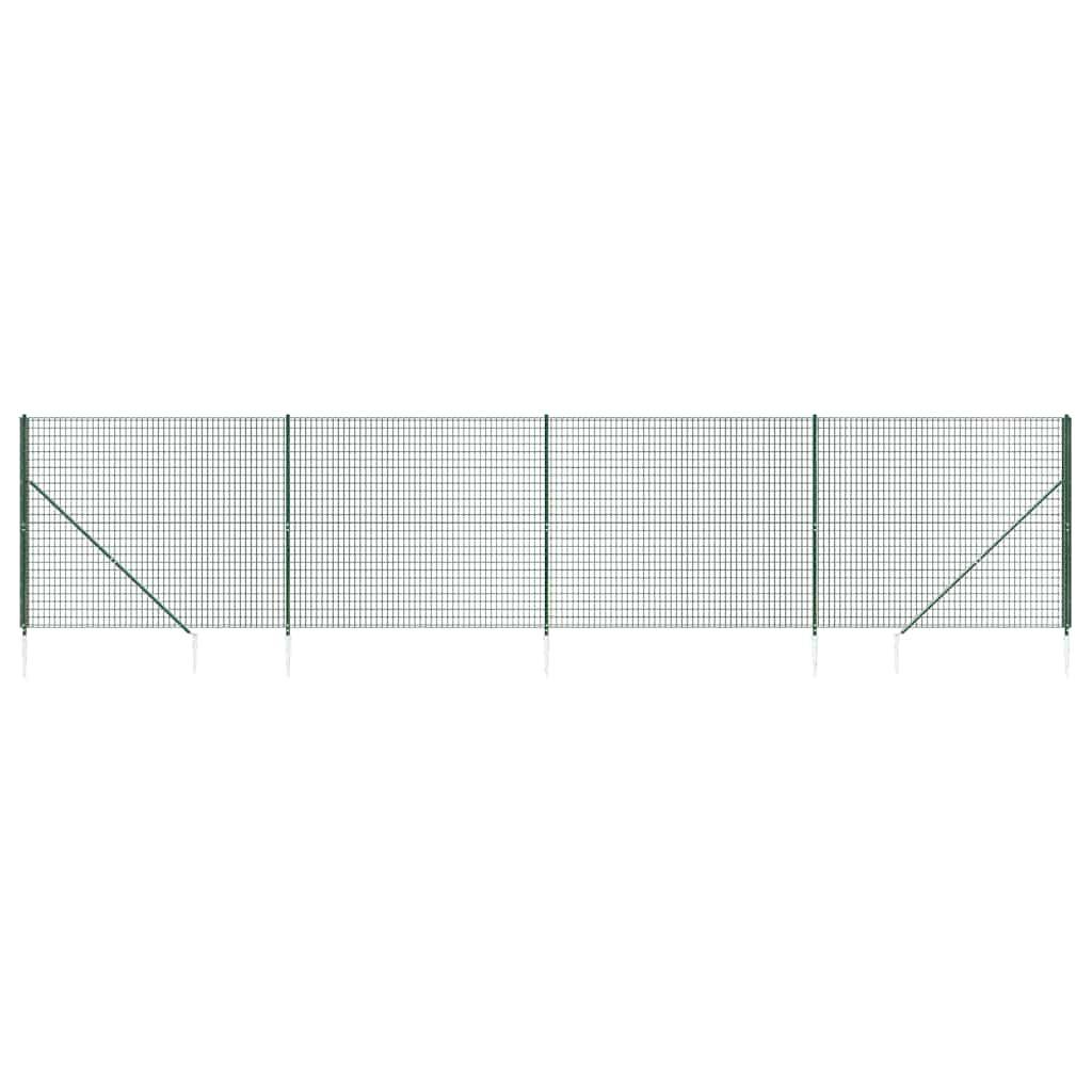 vidaXL Maschendrahtzaun mit Bodenhülsen Grün 2x10 m