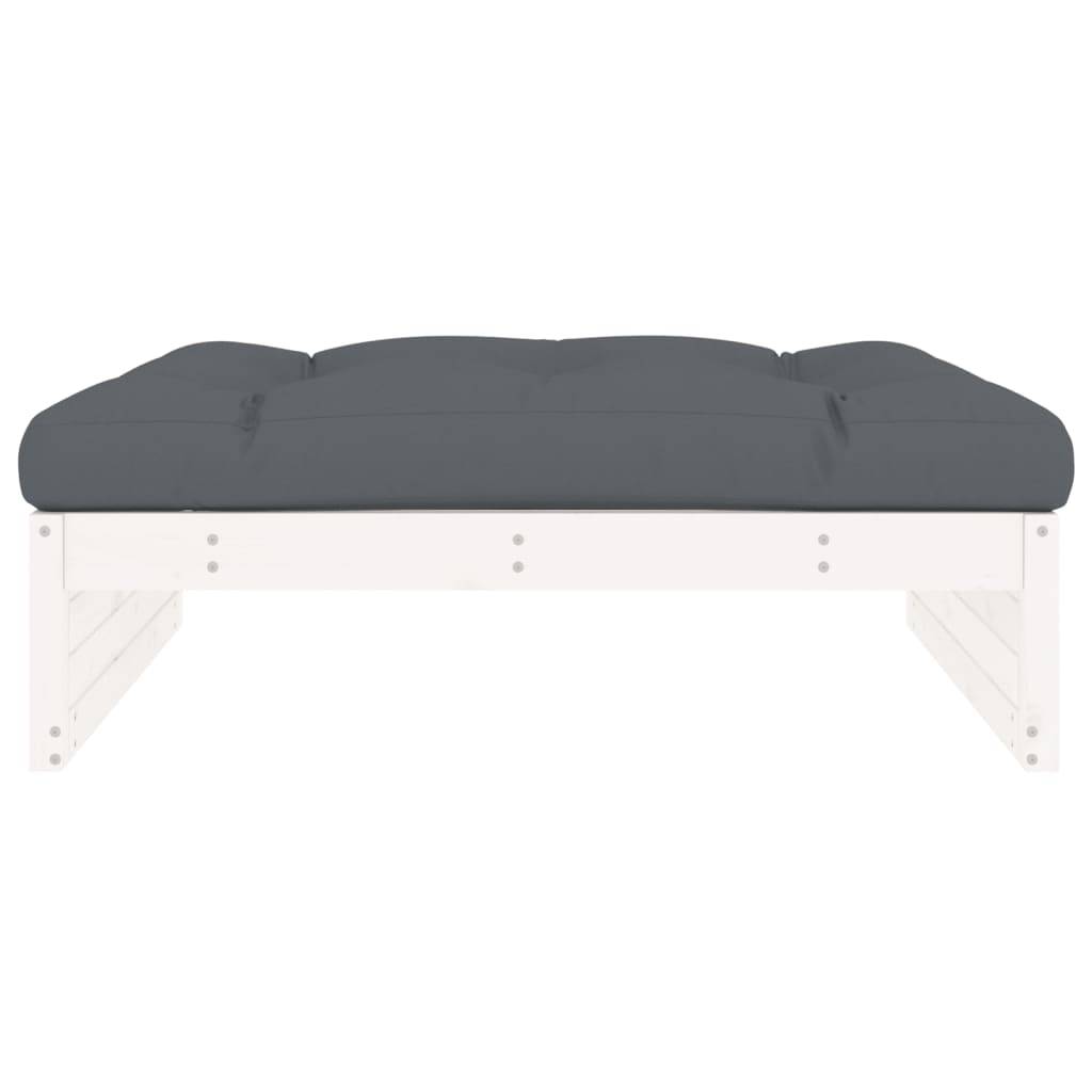 vidaXL Gartenhocker Weiß 120x80 cm Massivholz Kiefer