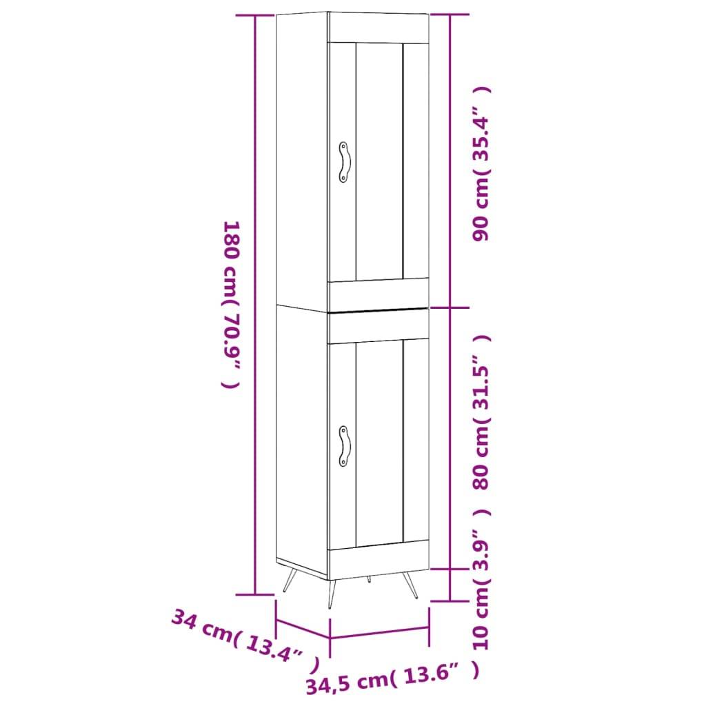 vidaXL Highboard Weiß 34,5x34x180 cm Holzwerkstoff