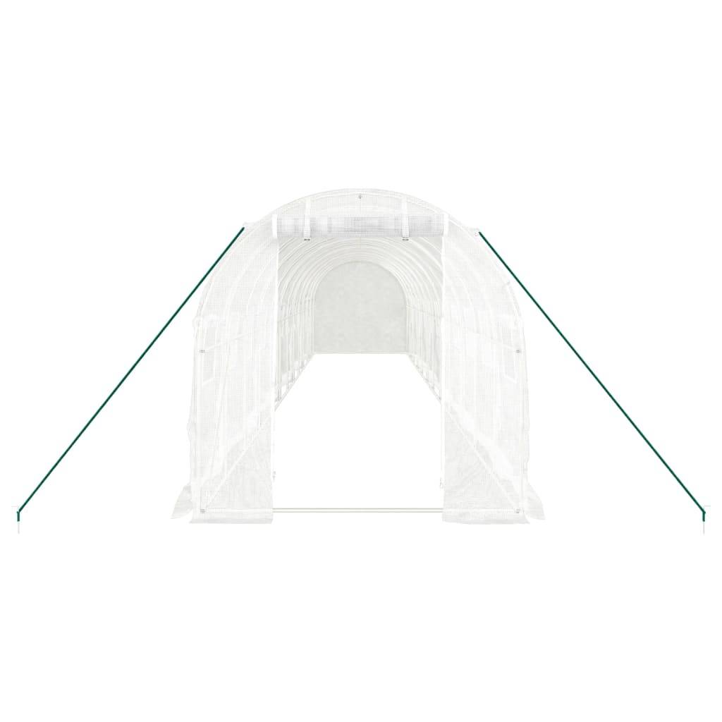 vidaXL Gewächshaus mit Stahlrahmen Weiß 24 m² 12x2x2 m