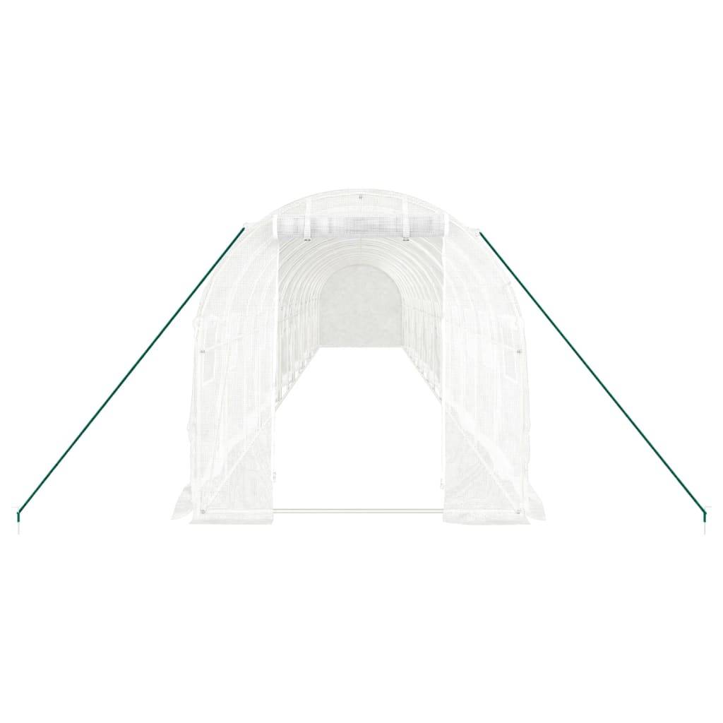 vidaXL Gewächshaus mit Stahlrahmen Weiß 28 m² 14x2x2 m