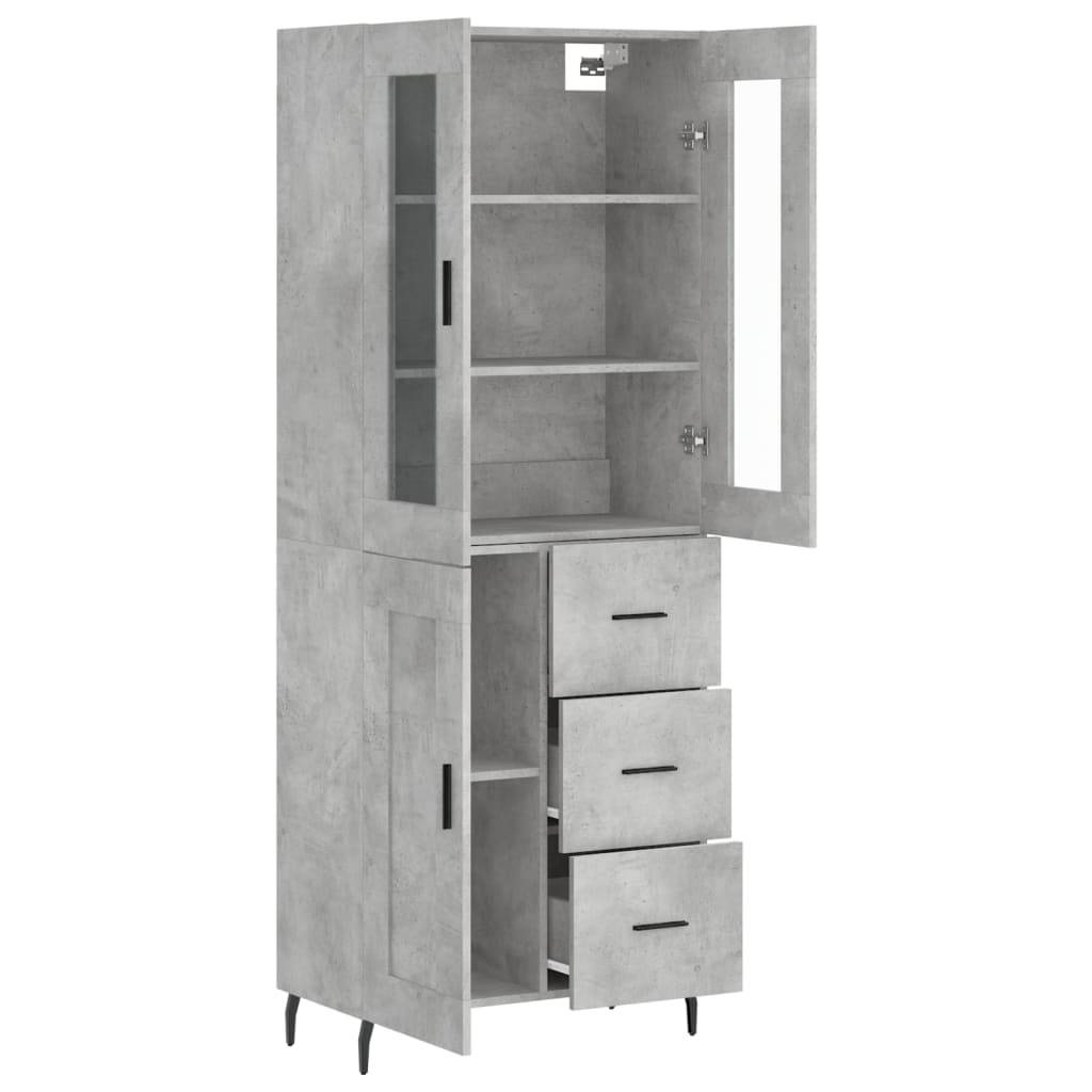 vidaXL Highboard Betongrau 69,5x34x180 cm Holzwerkstoff