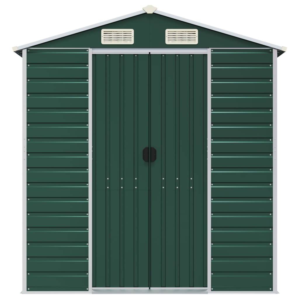 vidaXL Gerätehaus Grün 191x385x198 cm Verzinkter Stahl