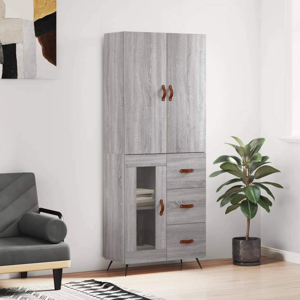 vidaXL Highboard Grau Sonoma 69,5x34x180 cm Holzwerkstoff