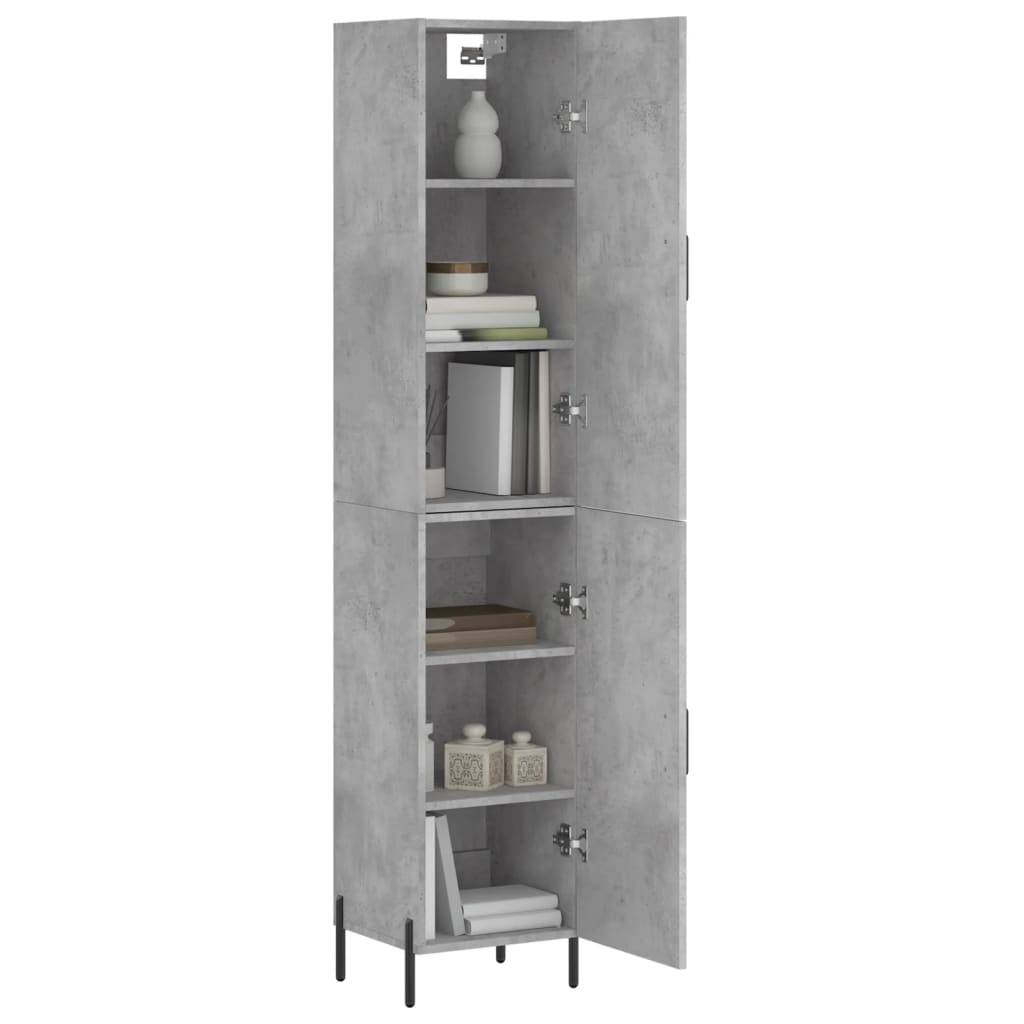 vidaXL Highboard Betongrau 34,5x34x180 cm Holzwerkstoff