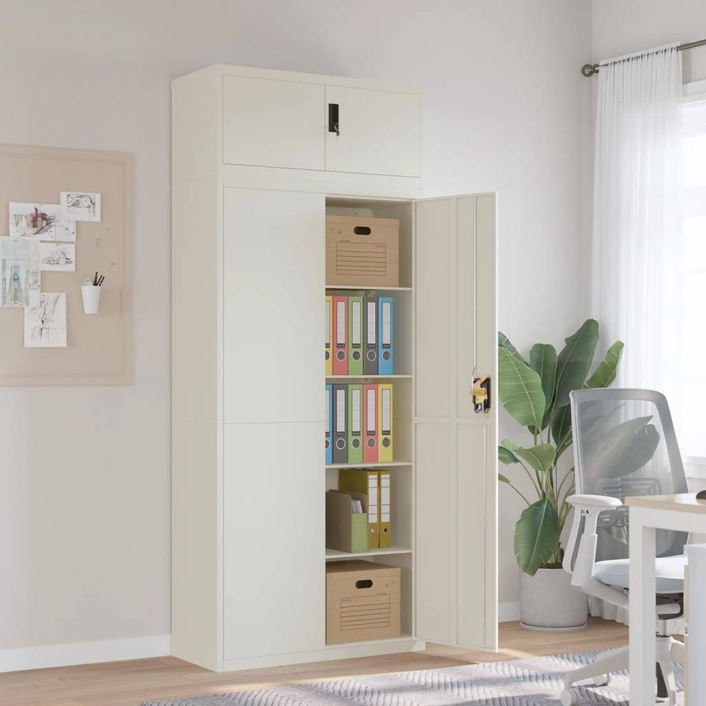 vidaXL Aktenschrank Weiß 90x40x220 cm Stahl