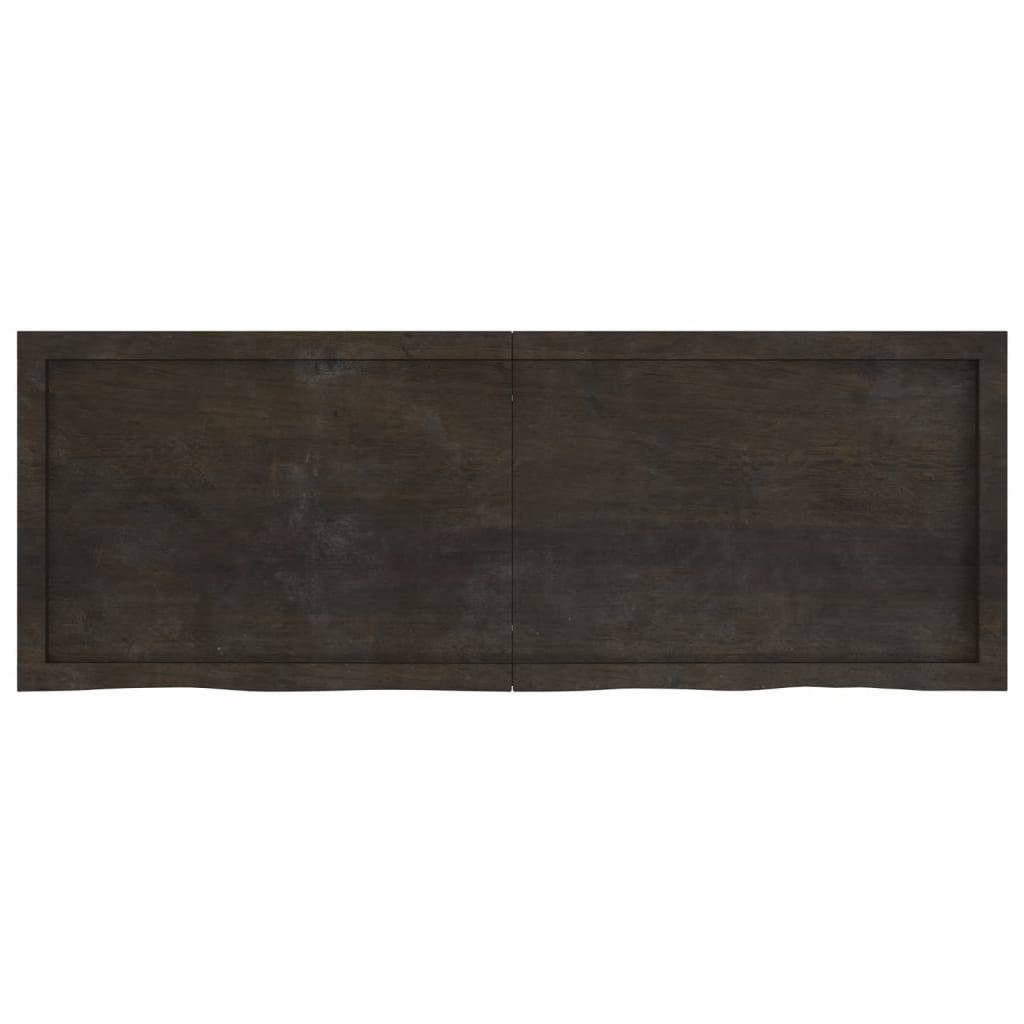 vidaXL Tischplatte Dunkelbraun 140x50x(2-6)cm Massivholz Eiche