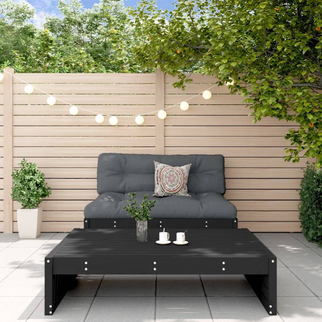 vidaXL 2-tlg. Garten-Lounge-Set mit Kissen Schwarz Massivholz