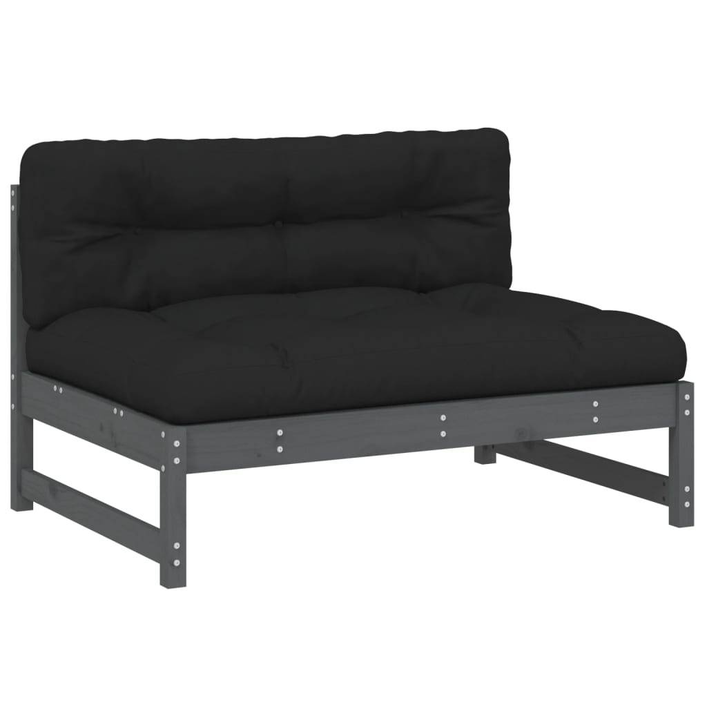 vidaXL 2-tlg. Garten-Lounge-Set mit Kissen Grau Massivholz