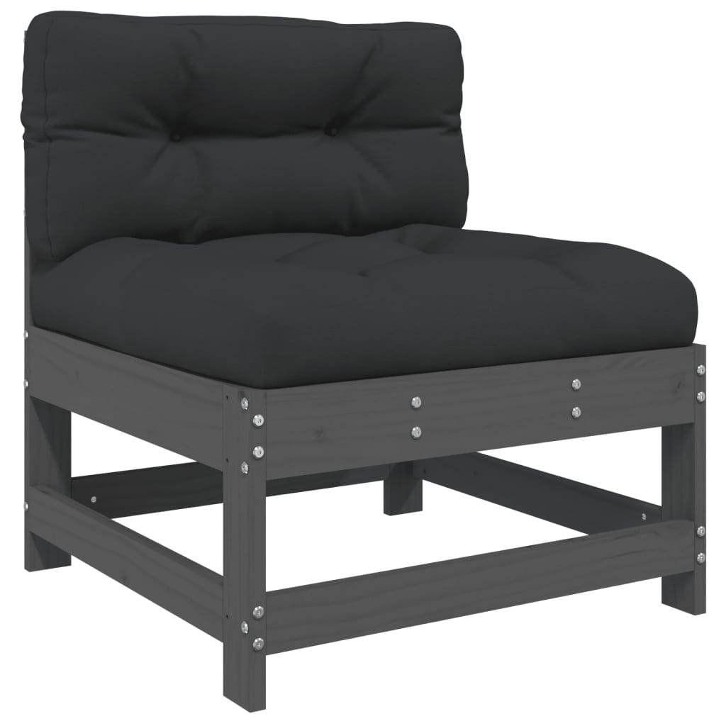 vidaXL 5-tlg. Garten-Lounge-Set mit Kissen Grau Massivholz