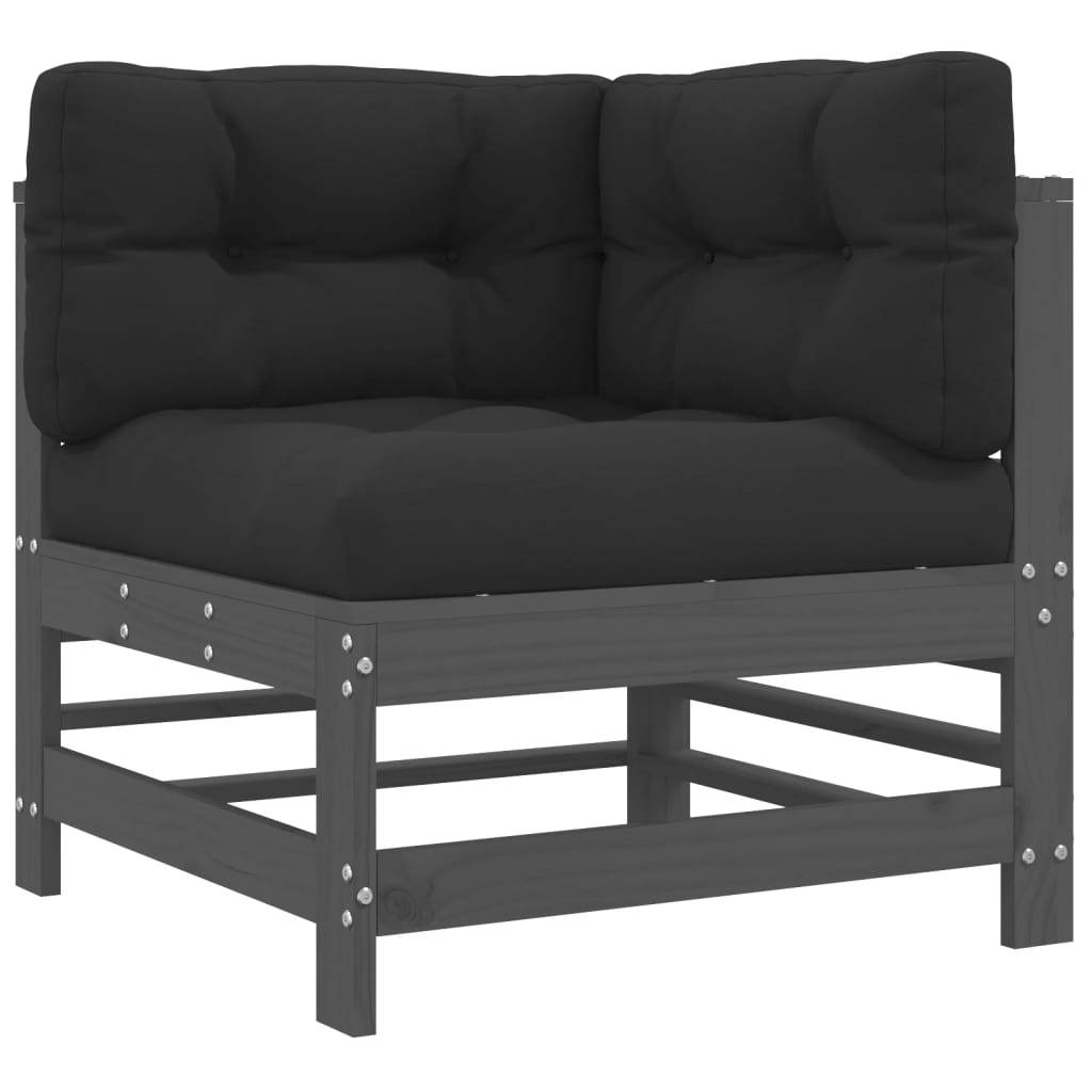 vidaXL 8-tlg. Garten-Lounge-Set mit Kissen Grau Massivholz