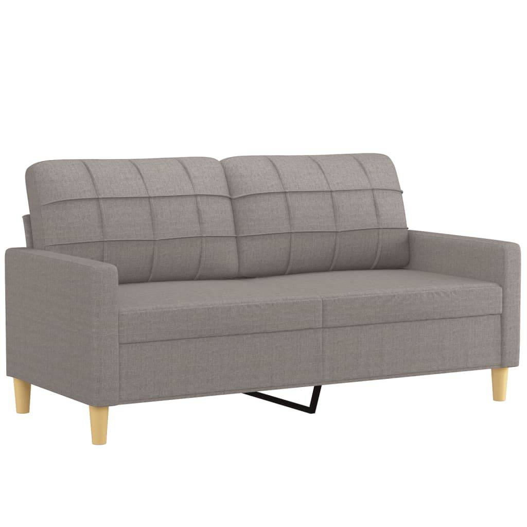 vidaXL 2-tlg. Sofagarnitur mit Kissen Taupe Stoff