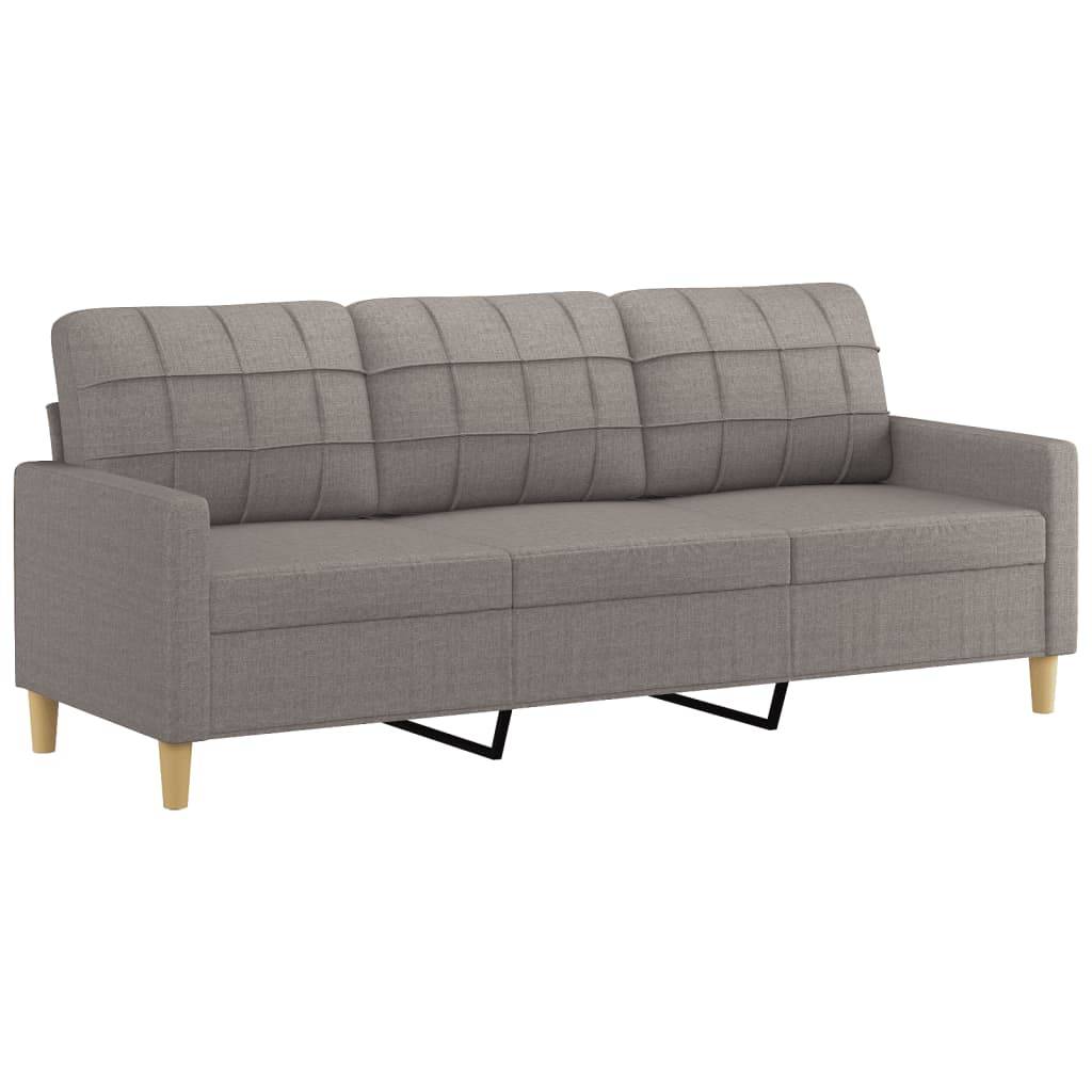 vidaXL 2-tlg. Sofagarnitur mit Kissen Taupe Stoff