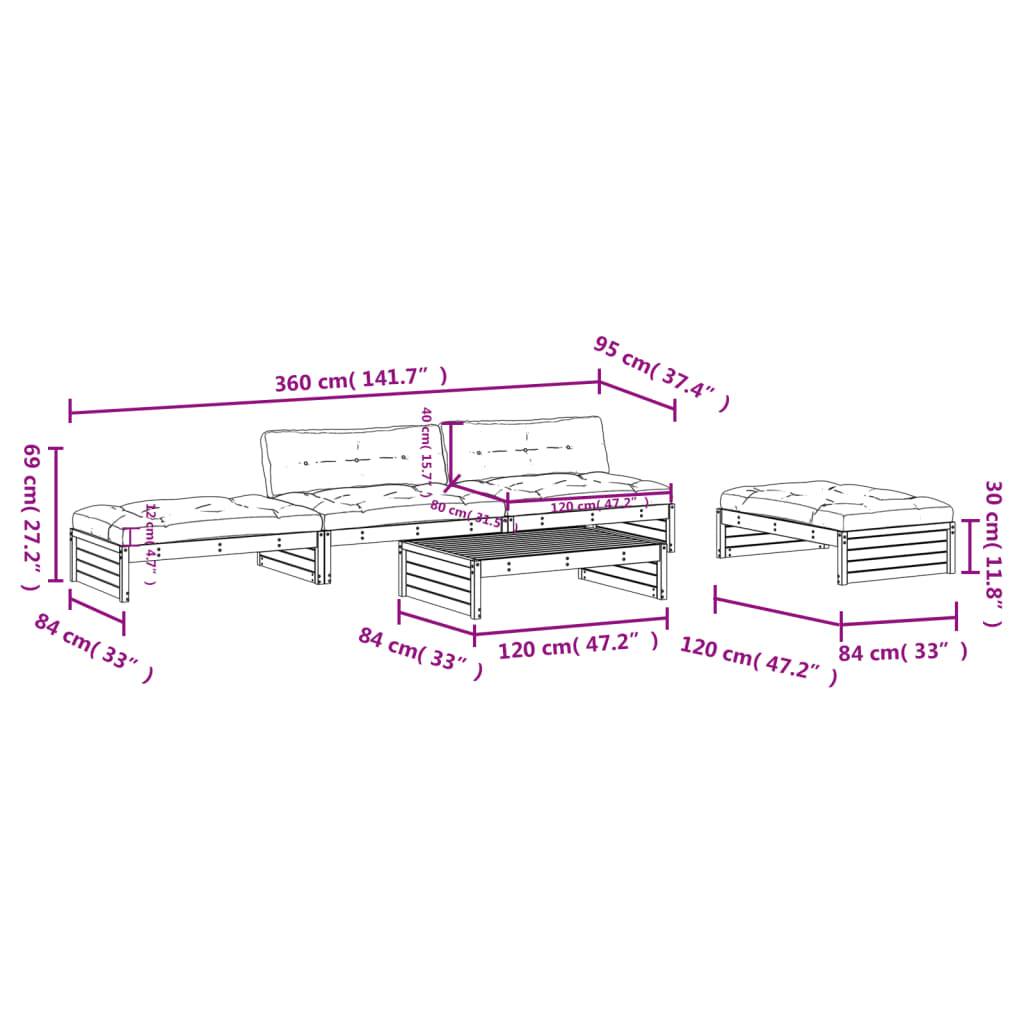 vidaXL 5-tlg. Garten-Lounge-Set mit Kissen Imprägniertes Kiefernholz