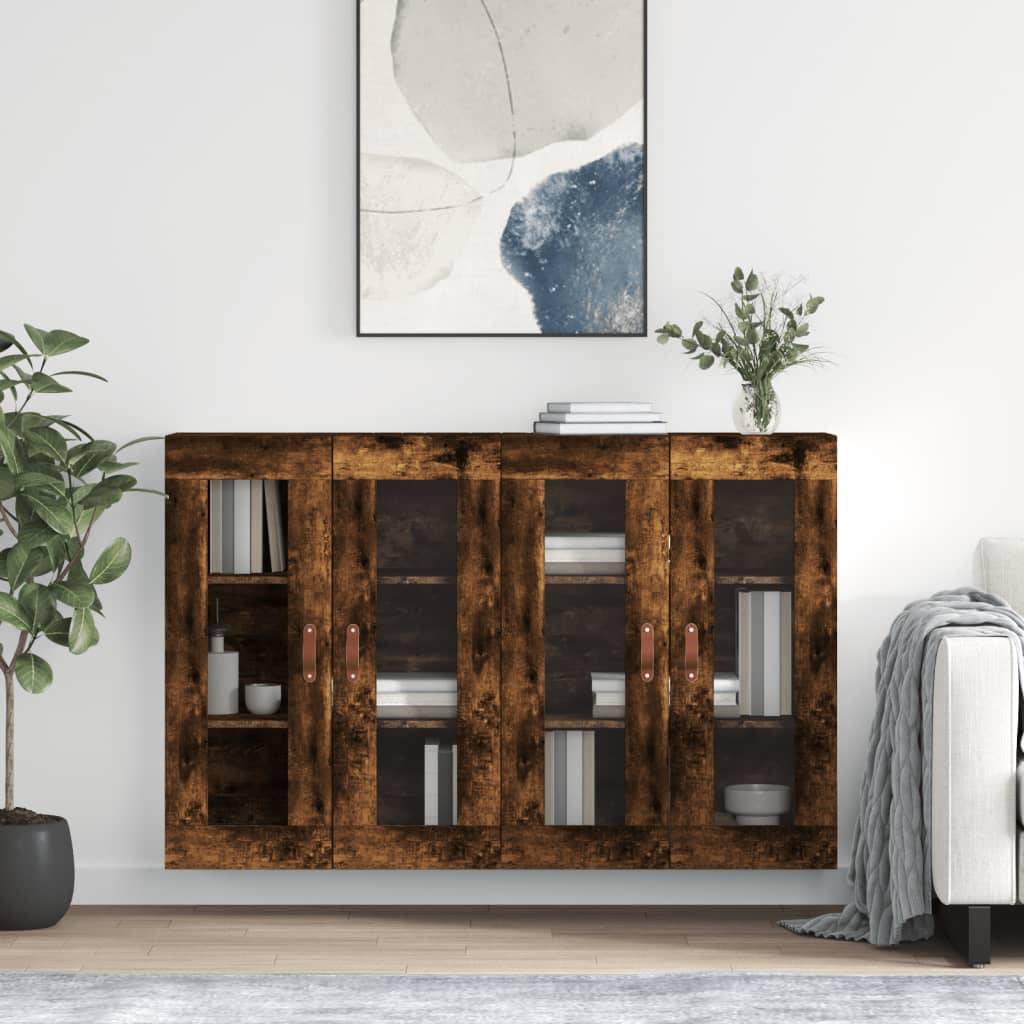 vidaXL Wandschränke 2 Stk. Räuchereiche Holzwerkstoff