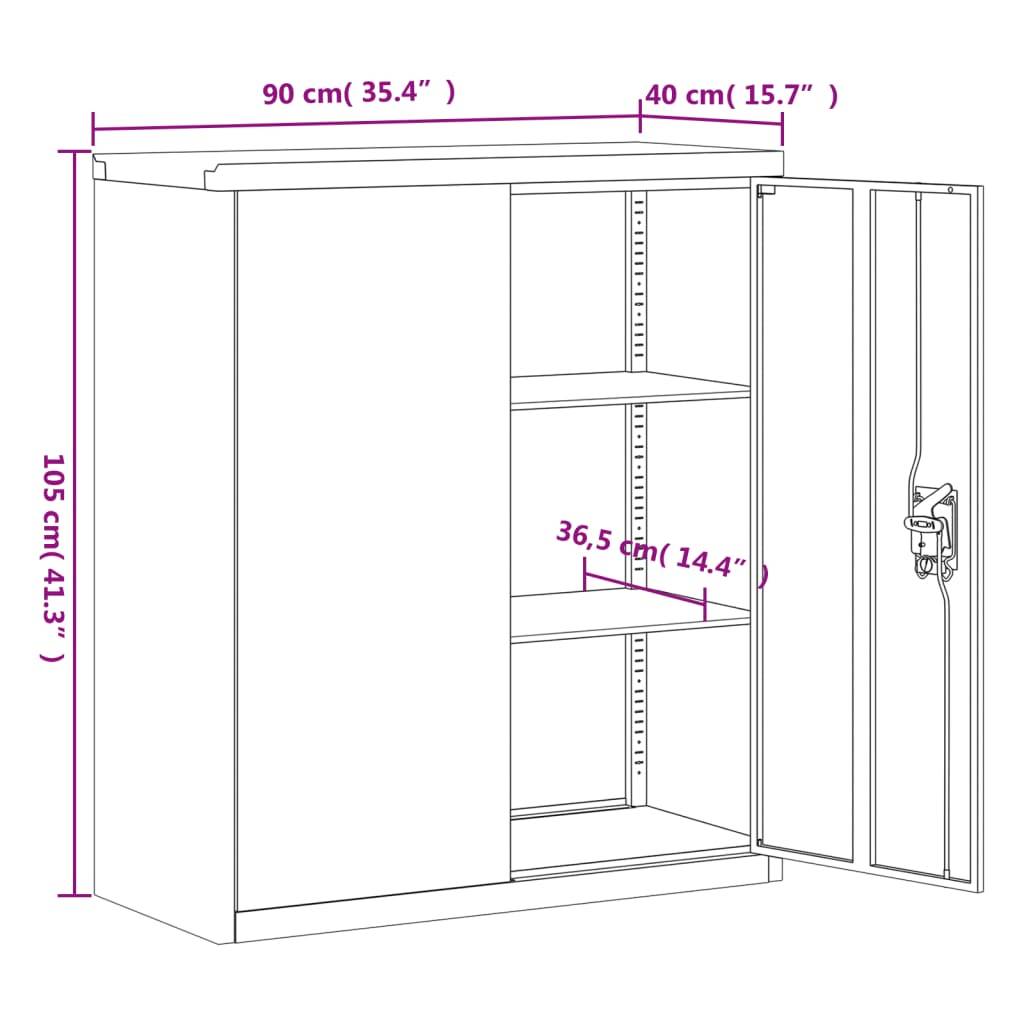 vidaXL Aktenschrank Hellgrau 90x40x105 cm Stahl